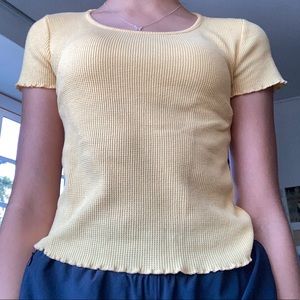 gridded yellow/orange top